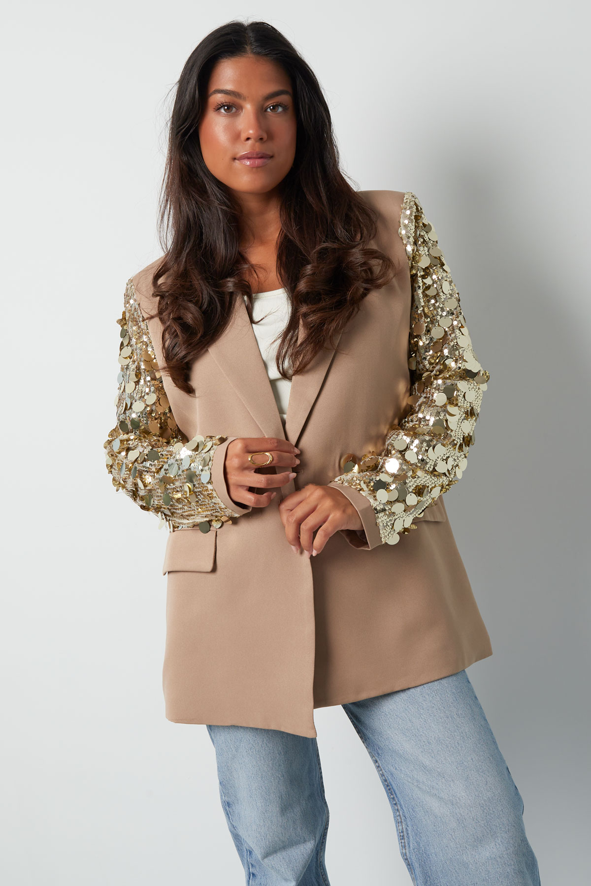 Sequin statement blazer - beige h5 Picture3